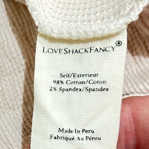 LoveShackFancy Lovett Cream Ribbed Henley Lounge jogger Pants size medium - Picture 10 of 10